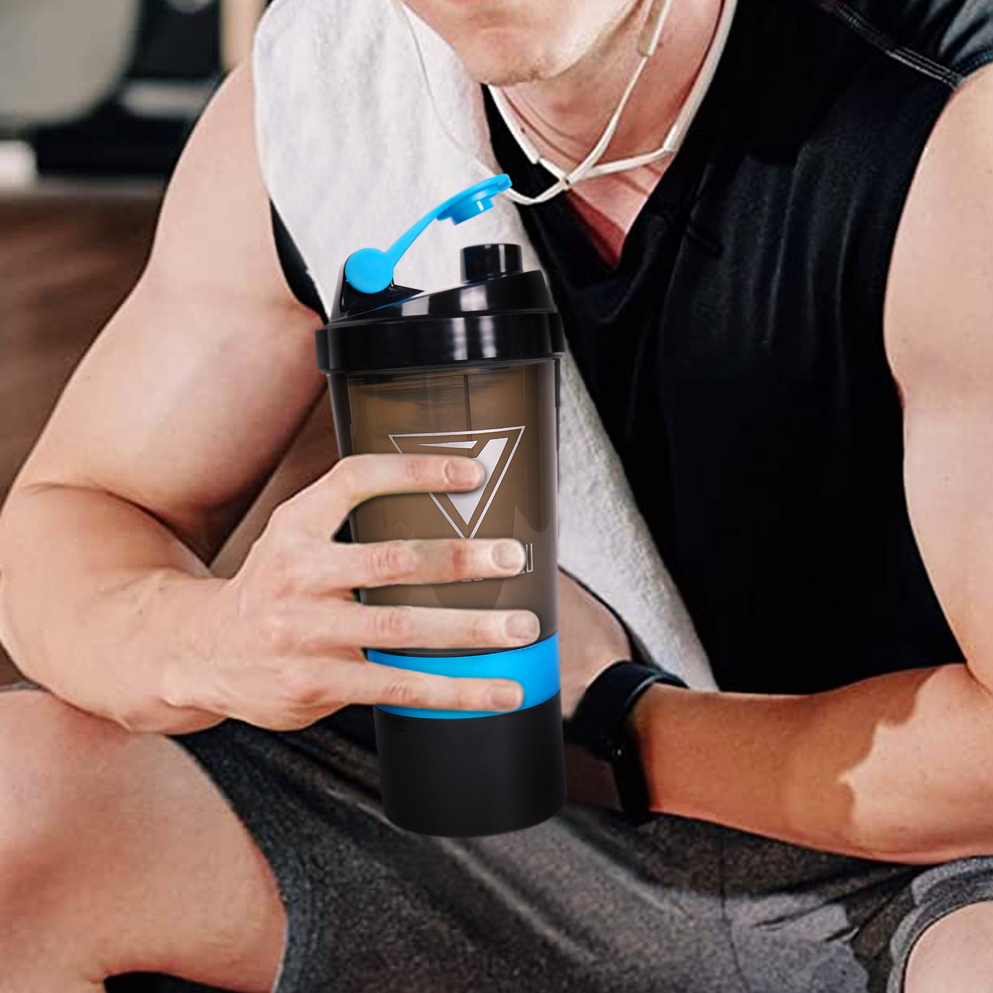 Fitaari Premium Shaker Bottle WIth Whey And Pill Container