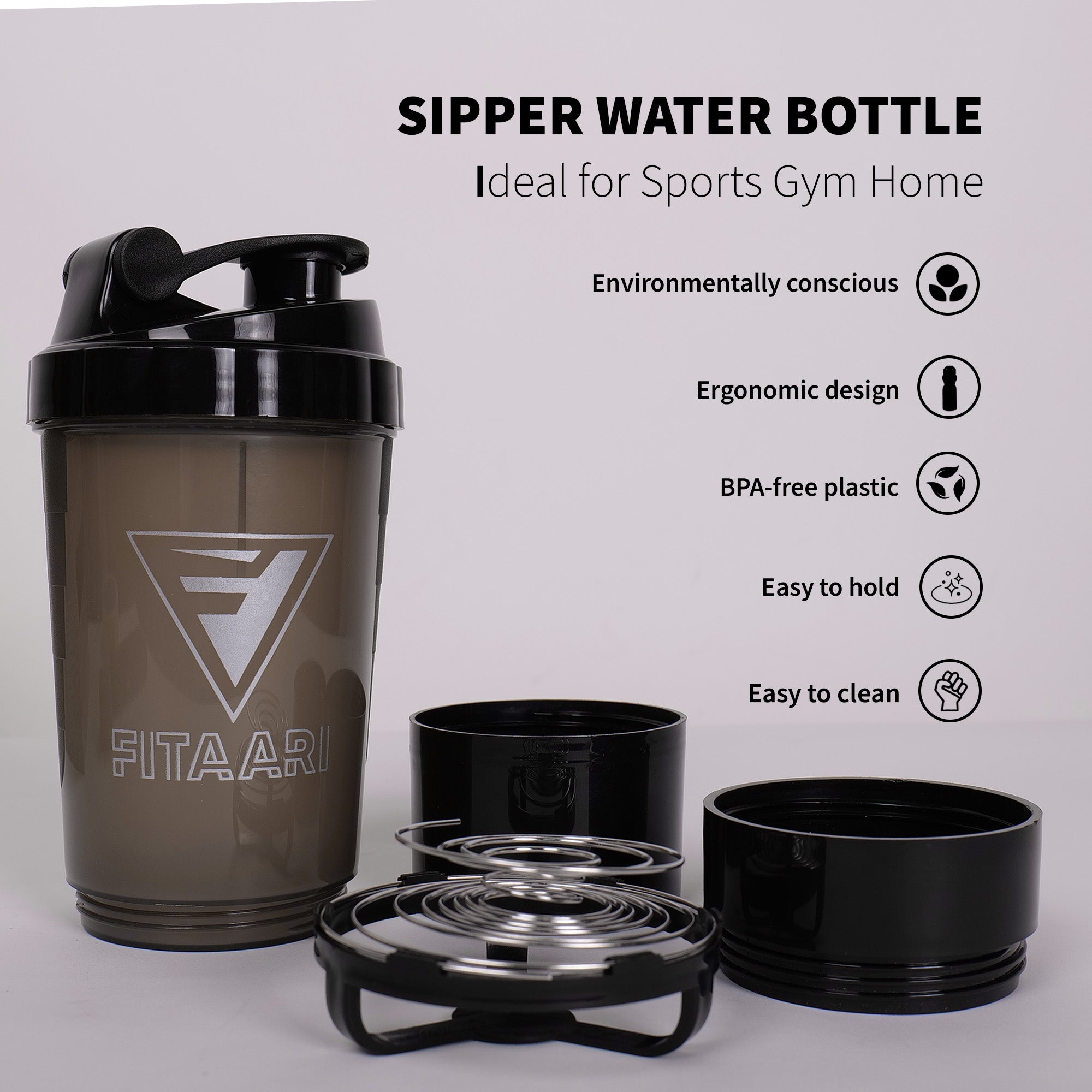 Fitaari Premium Shaker Bottle WIth Whey And Pill Container