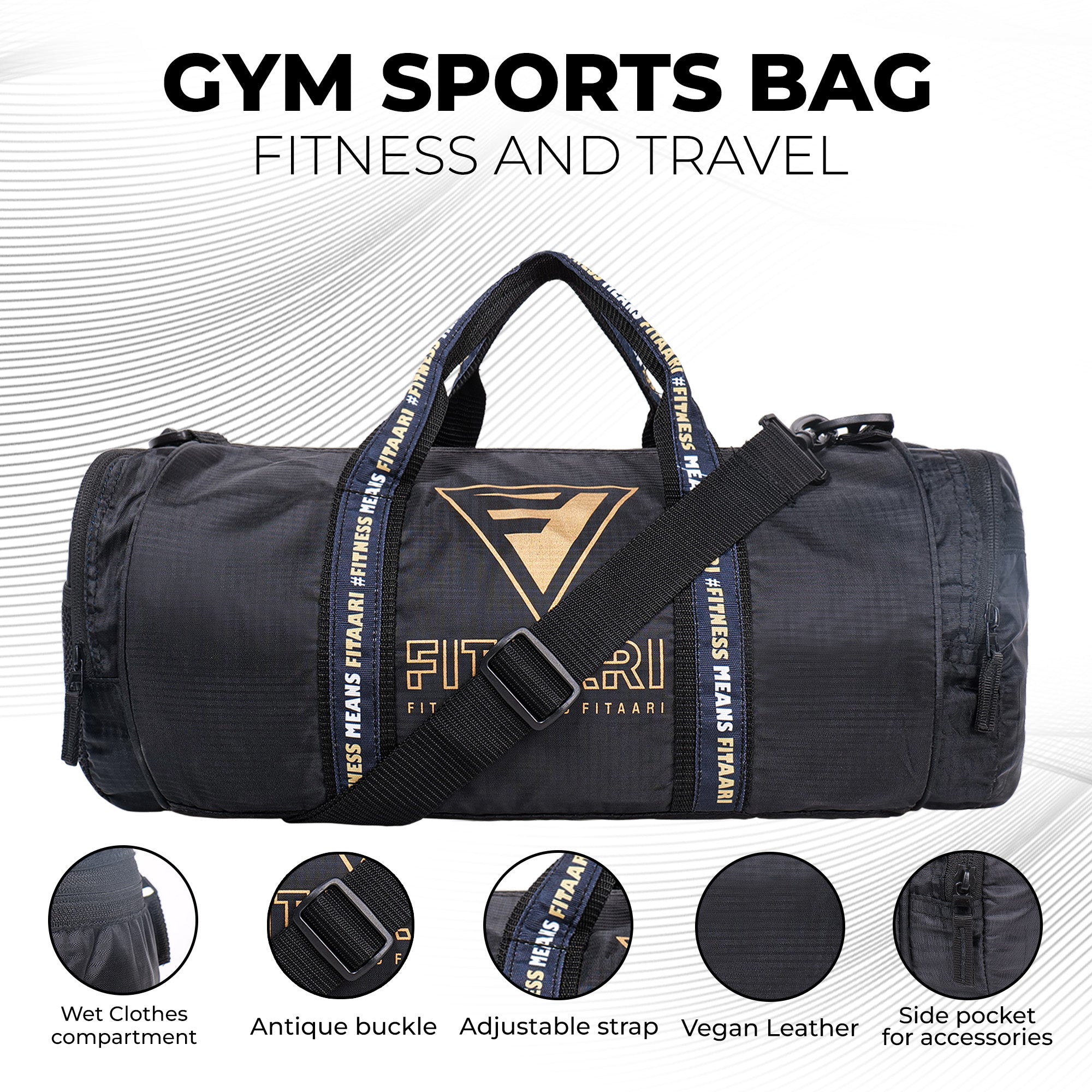 Fitaari Premium Black Steel Shaker And Premium Gym Bag