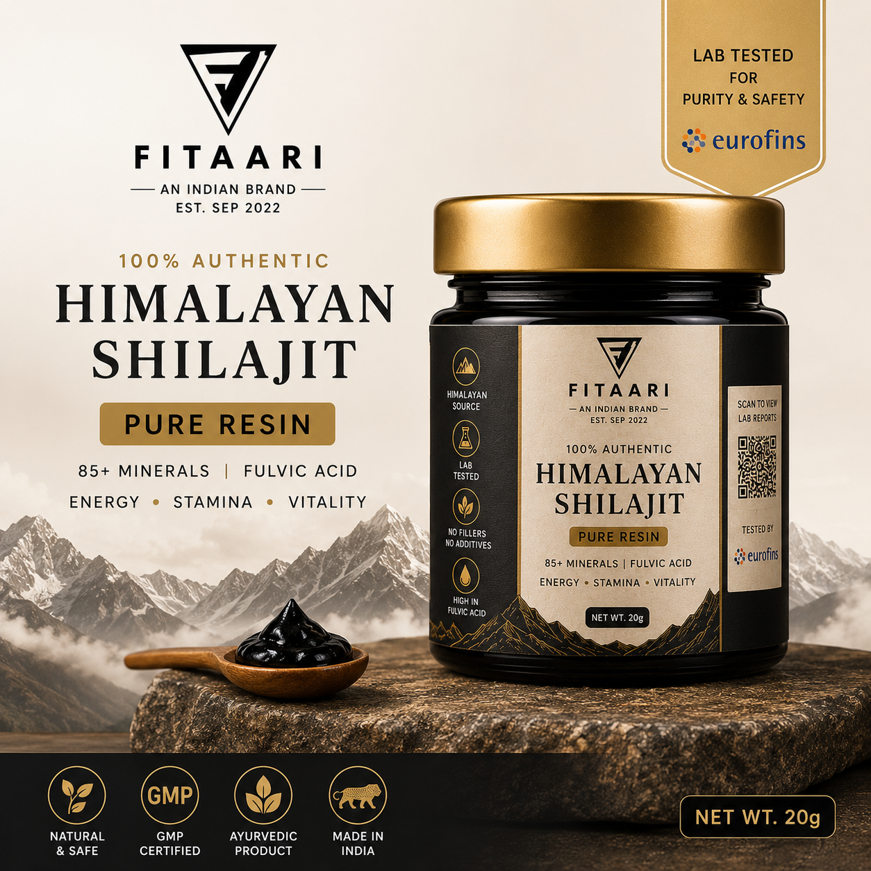 Fitaari Premium Himalayan Shilajit Resin – Pure. Tested. Powerful