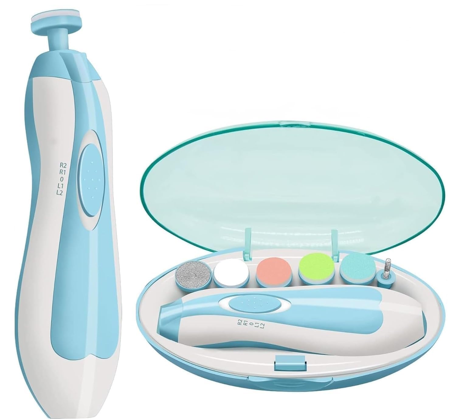 Baby Nail Trimmer,Baby Nail Clippers Safe for Newborn Toddler Adult Toes Fingernails Care Trim Kit 6 Grinding Heads, Baby Grooming Kit for New Born (Ud1) Multicolor 1 Count